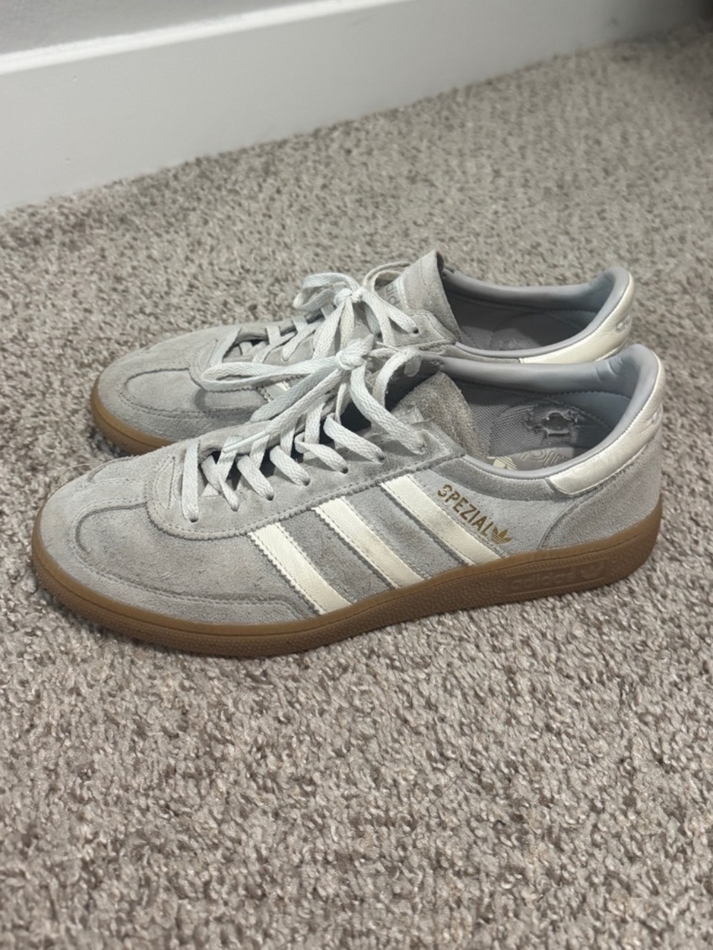 adidas Spezial Suede Women’s Sneakers in Light Gray with Gum Sole